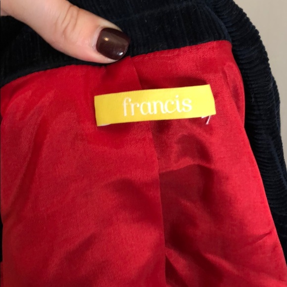 Francis Navy Corduroy Velvety Plaid Print blazer - Picture 7 of 7